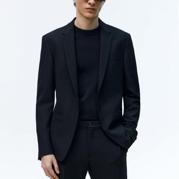 ZARA MEN NEW TEXTURED SUIT JACKET